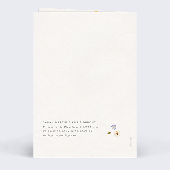 Faire part mariage Fleurs Pressées Verso