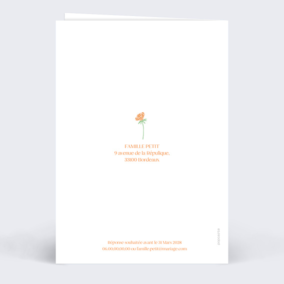 Faire part mariage Guinguette champêtre Verso