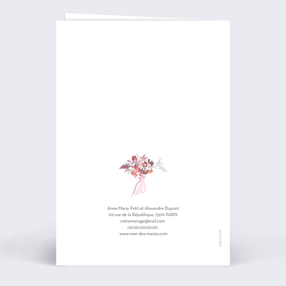 Faire part mariage Illustration Joie Verso