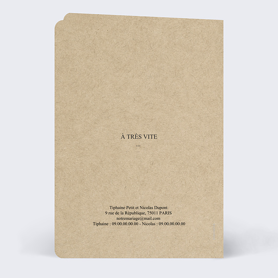 Faire part mariage Laurel Verso