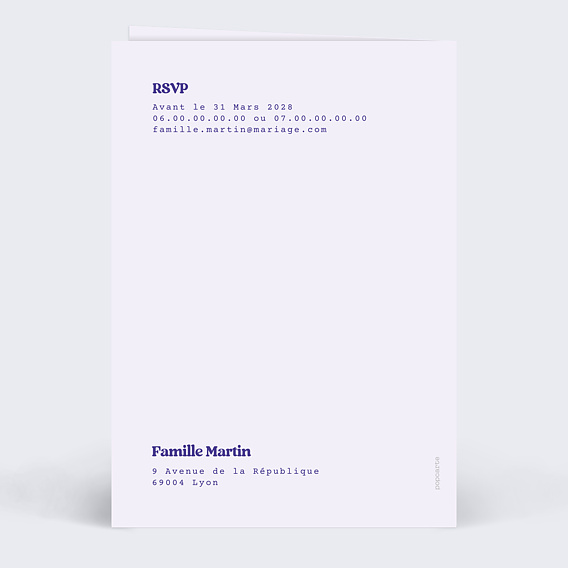 Faire part mariage Le Grand Jour Verso