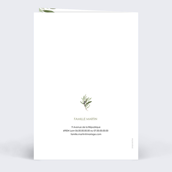 Faire part mariage Mariage à la Provençal Verso