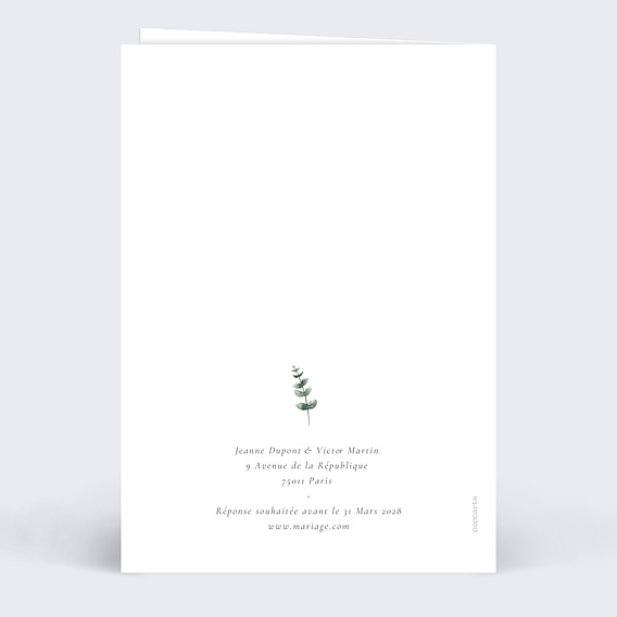 Faire part mariage Murmure Délicat Verso
