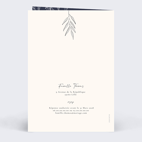 Faire part mariage Nuit d'Été Verso