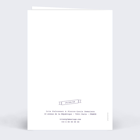 Faire part mariage Papa et Maman Verso