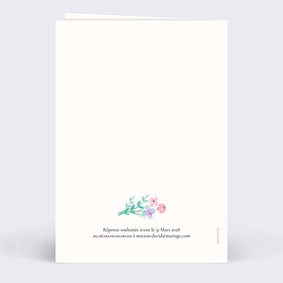 Faire part mariage Petites Fleurs Colorées Verso
