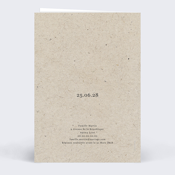 Faire part mariage Photomaton Nature Verso