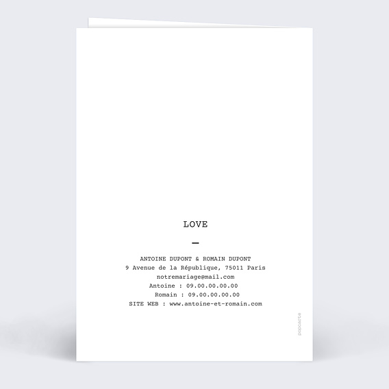 Faire part mariage Polaroïd 3 Photos Verso