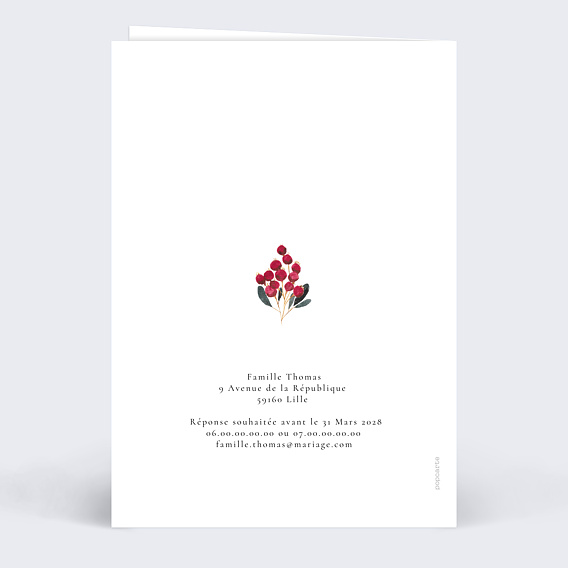 Faire part mariage Romantic Peonies Verso