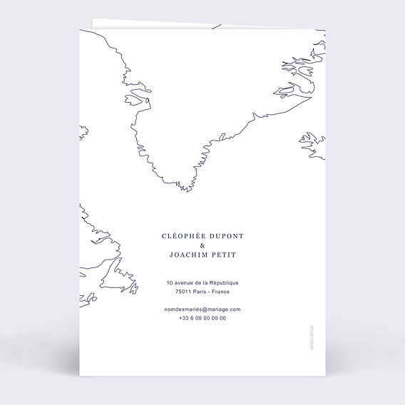 Faire part mariage Map voyage Verso