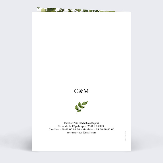 Faire part mariage White Garden Verso