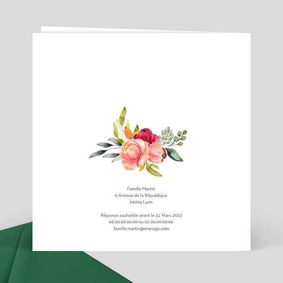 Faire part mariage Couronne Aquarelle Verso