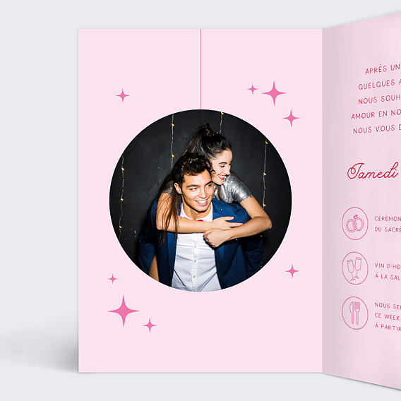 Faire part mariage Disco Love Intérieur Gauche