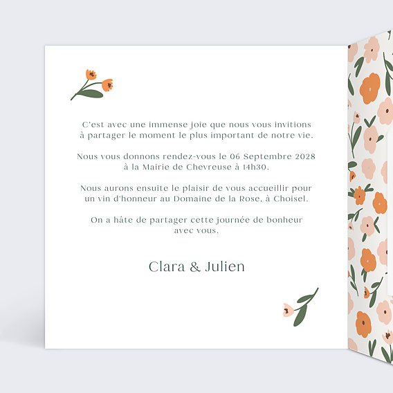 Faire part mariage Graines à Planter Intérieur Gauche