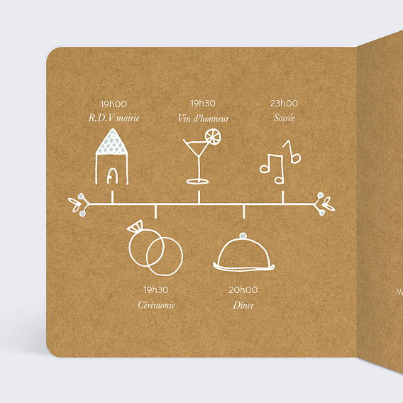 Faire part mariage Faire-part mariage timeline dentelle Intérieur Gauche
