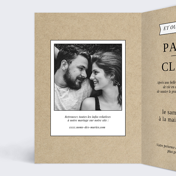 Faire part mariage Code Vintage Intérieur Gauche