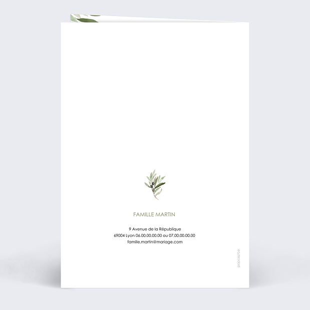 Faire-part Mariage Provençal Verso
