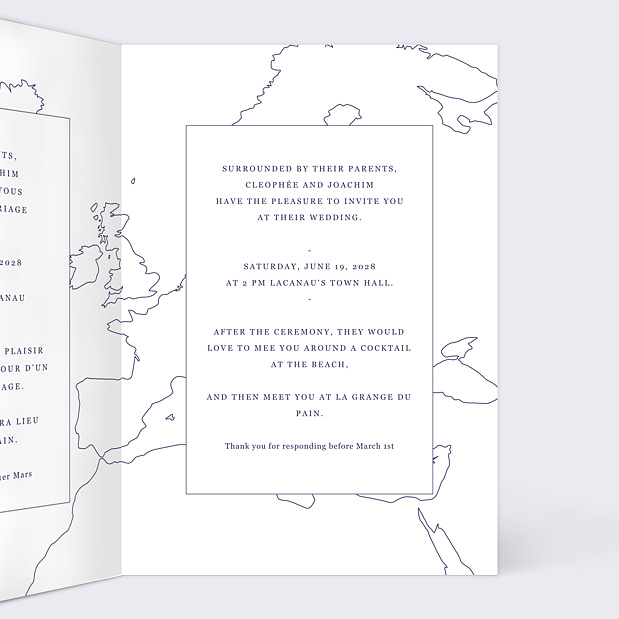Faire-part de Mariage Voyage Intérieur Droit
