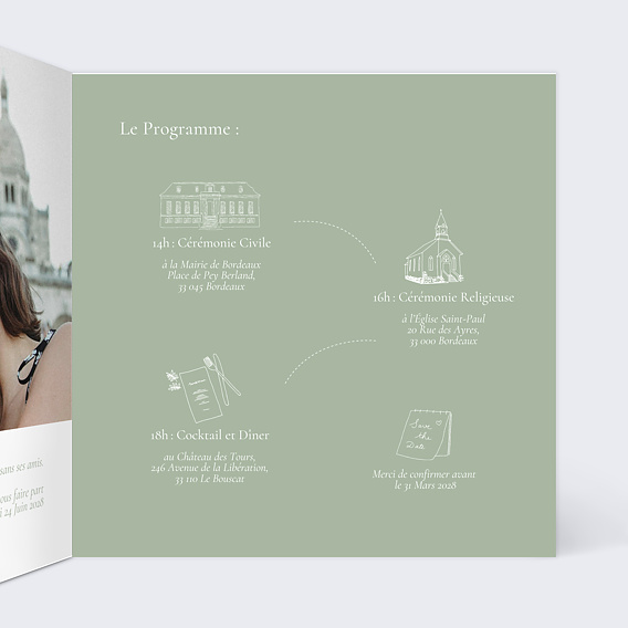 Faire part mariage Soliflore Intérieur Droit