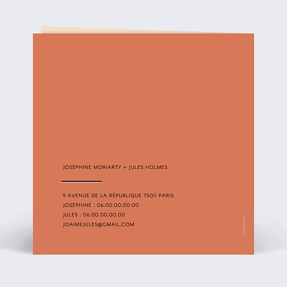 Faire part mariage Bold Verso