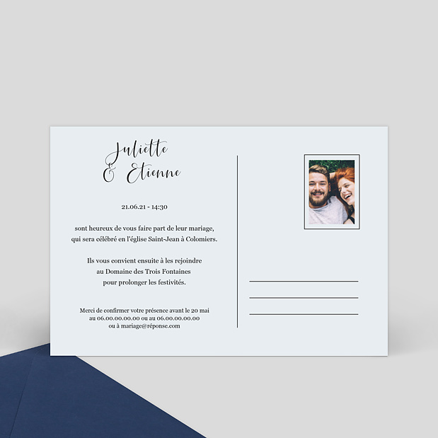 Faire-Part Mariage Carte Postale Chic Verso