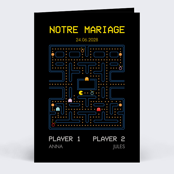Faire part mariage Couple Pacman