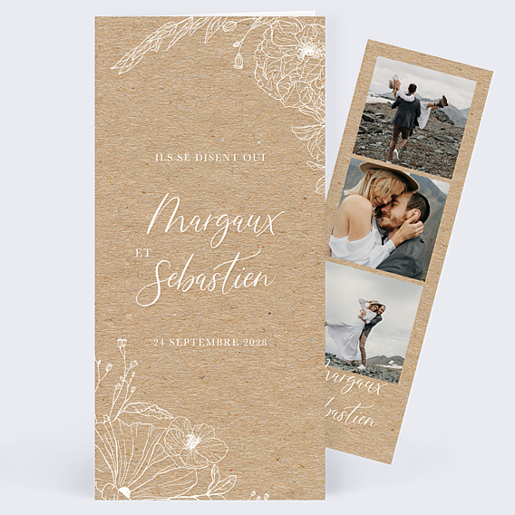 Faire-part Mariage Gravure Kraft