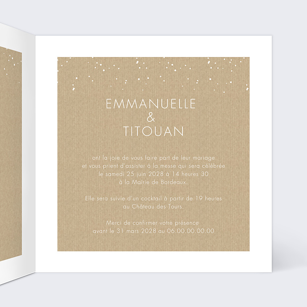 FAIRE-PART DE MARIAGE INSTANT RÊVE Intérieur Droit