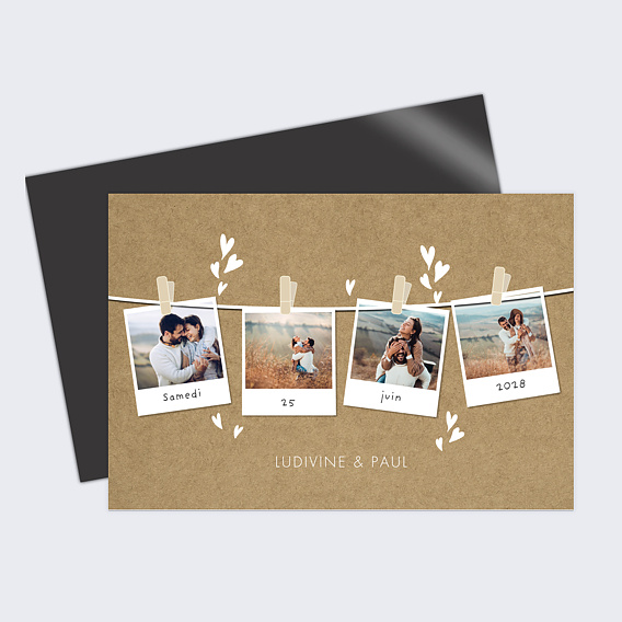 Faire part mariage Corde à Linge