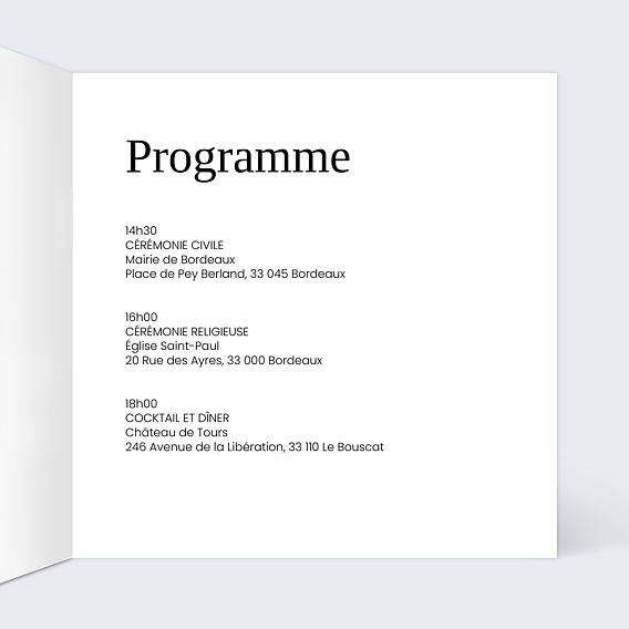 Faire part mariage Couple line art Intérieur Droit