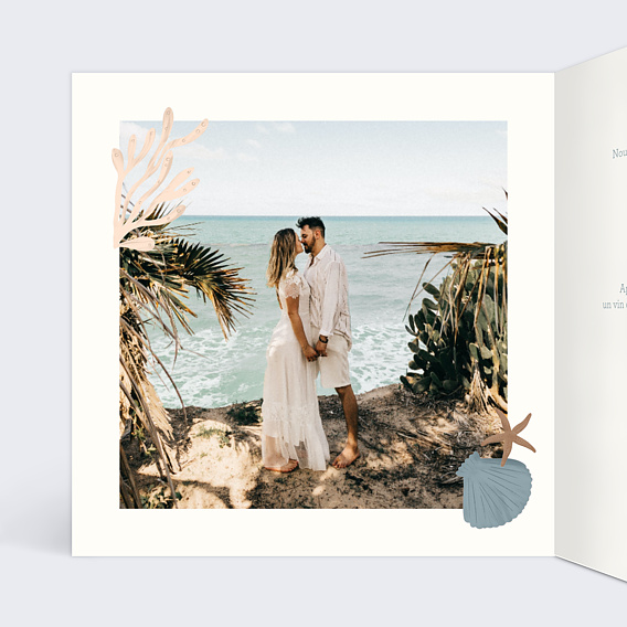 Faire part mariage Océan Intérieur Gauche