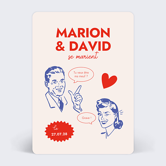 Faire-part Mariage Couple Vintage
