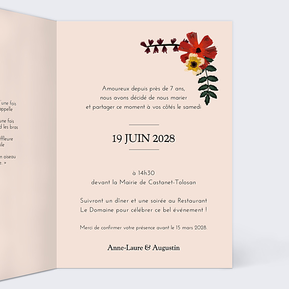 Faire-part Mariage Anémone