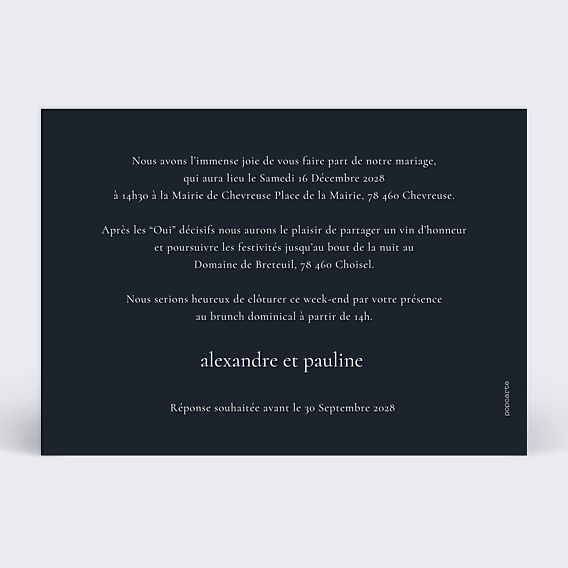 Faire-part Mariage Senteurs d'Hiver