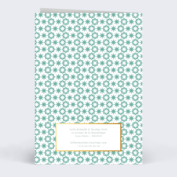 Faire part mariage Marrakech Verso