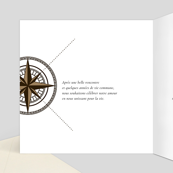 Faire part mariage Itinéraire Amoureux Intérieur Gauche