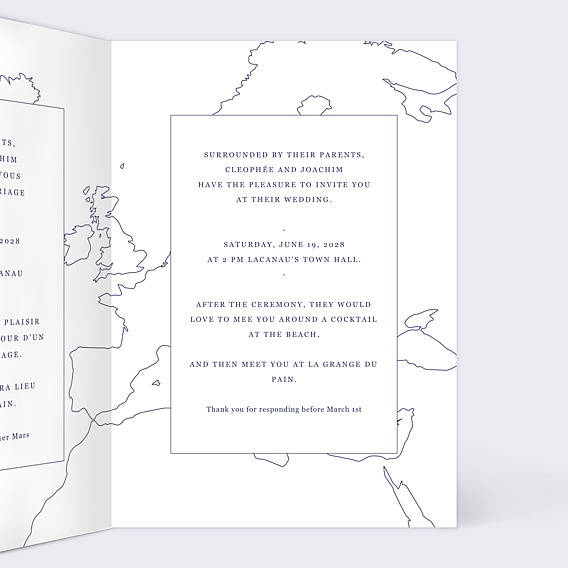 Faire part mariage Map voyage Intérieur Droit