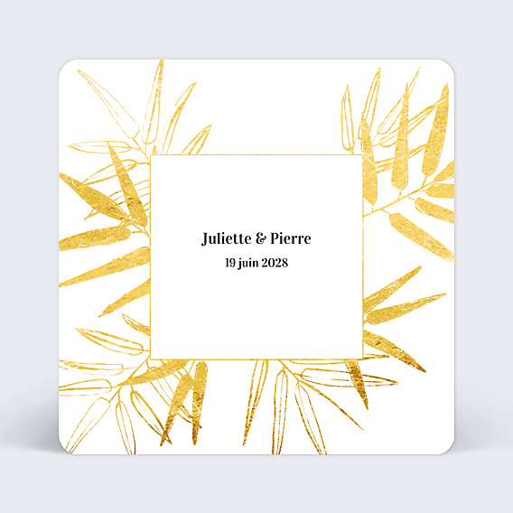 Faire-part Mariage Feuilles Ocre