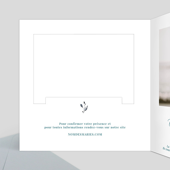 Faire part mariage Découpe Fleurs de Coton Intérieur Gauche