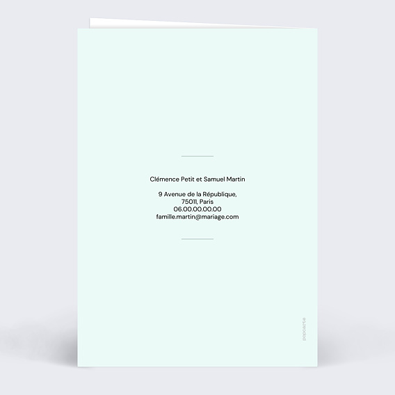 Faire part mariage Couple minimaliste aligné Verso