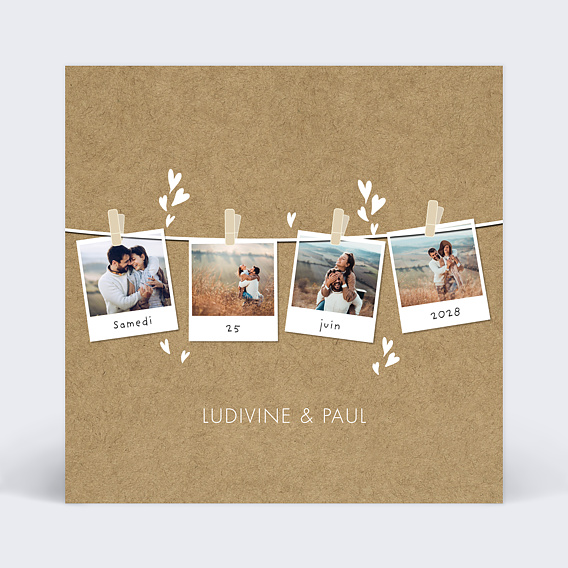 Faire part mariage Corde à Linge