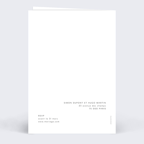 Faire part mariage Costumes Verso