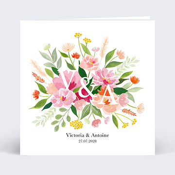 Faire part Mariage Bouquet Champtre Aquarelle