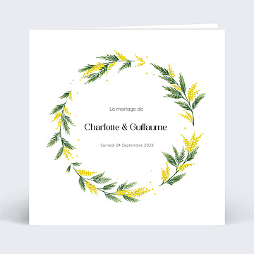 Faire-part Mariage Couronne de Mimosa