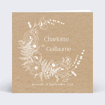 Faire-part Mariage Couronne Kraft