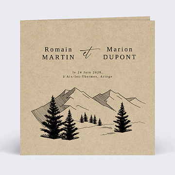 Faire part Mariage Idylle  la Montagne