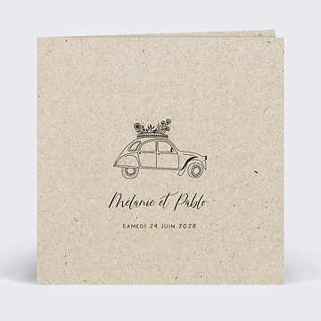 Faire part Mariage Voiture Vintage