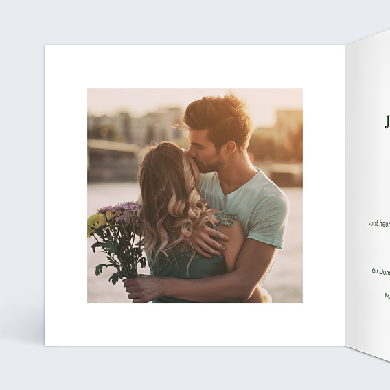 Faire part mariage Petite branche eucalyptus Intérieur Gauche