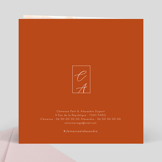 Faire part mariage Été indien Verso