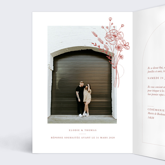 Faire part mariage Arche Terracotta Intérieur Gauche